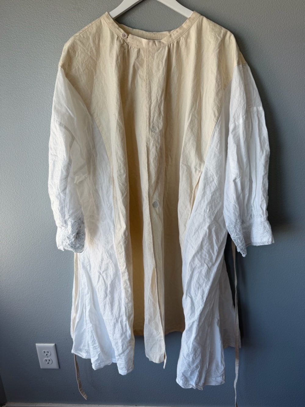 Gasa Japan cotton linen wide Lagenlook artsy snap front robe dress Women’s OS